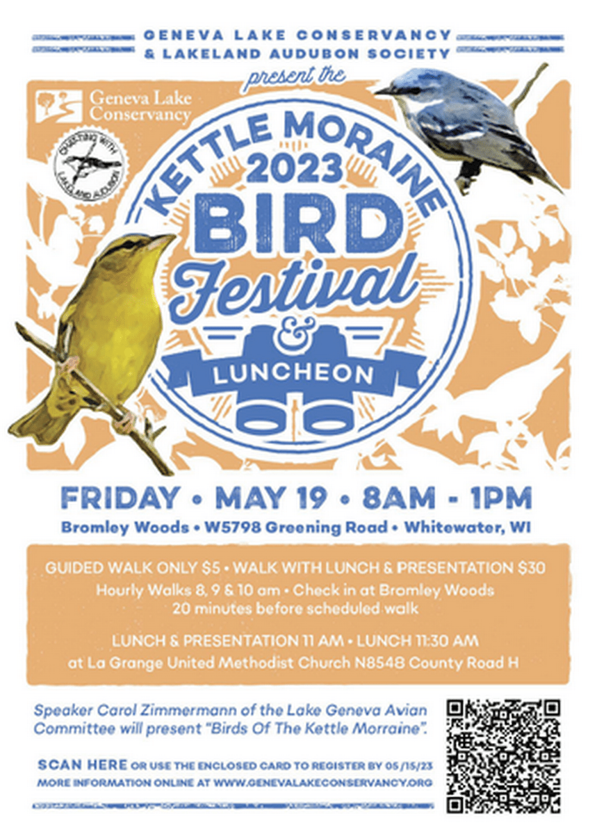 Kettle Moraine Bird Festival & Luncheon May 19, 2023 Whitewater